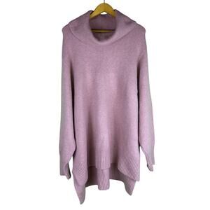 AVA & VIV Womens 3X Sparkle Cowl Neck Long Sleeve Tunic Sweater Side Slit Pink